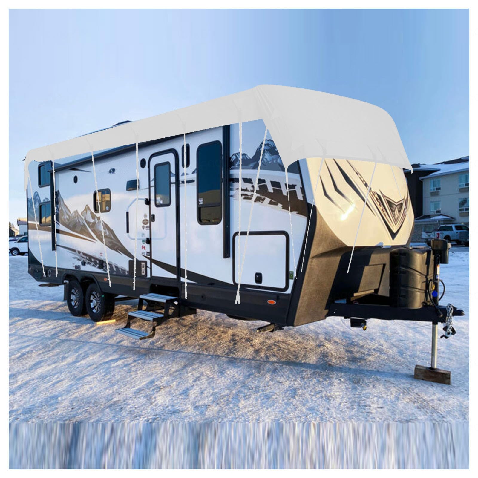 RRRYYYZZ HFKJway Class C Rv Cover 210D Oxford Cloth Camper Cover Waterproof Foldable Storage, Easy to Clean Popup Camper Covers Camper Cover,Grey-6.5m×3m