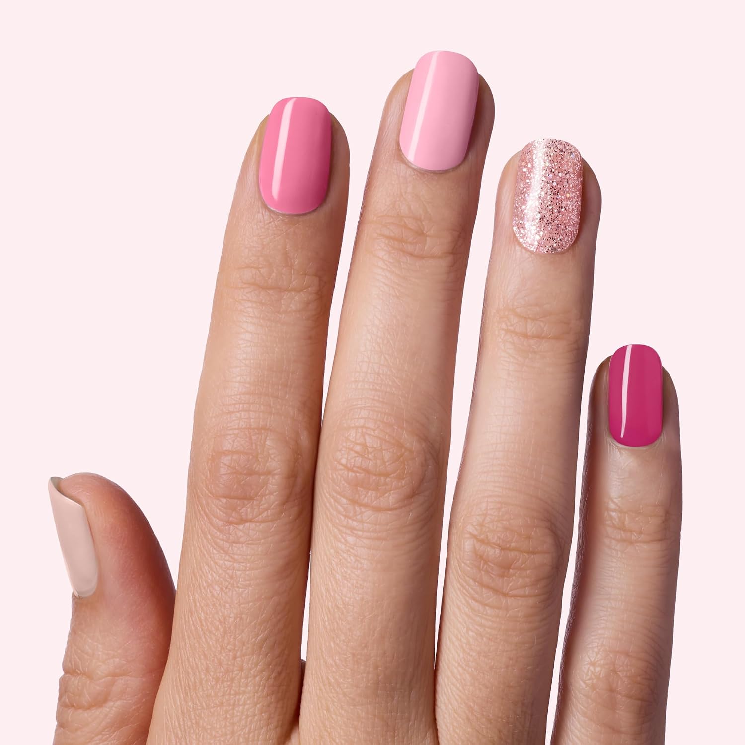 Dashing Diva Gloss Nail Strips 5-in-1 Kit - Best of Pinks - UV Free, Chip Resistant, Long Lasting Gel Nail Stickers - Contains 110 wraps, 5 prep pads, 2 nail files