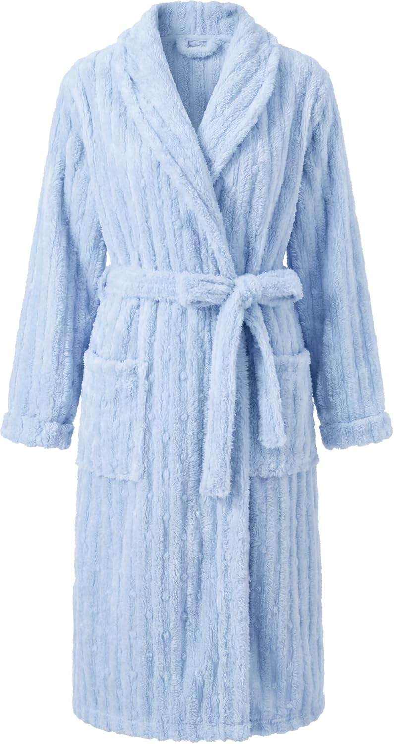 HEARTNICE Fuzzy Soft Robes for Women, Long Plush Hooded Robe Fluffy Warm Bathrobes - Image 2