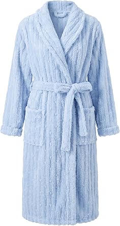 HEARTNICE Fuzzy Soft Robes for Women, Long Plush Hooded Robe Fluffy Warm Bathrobes