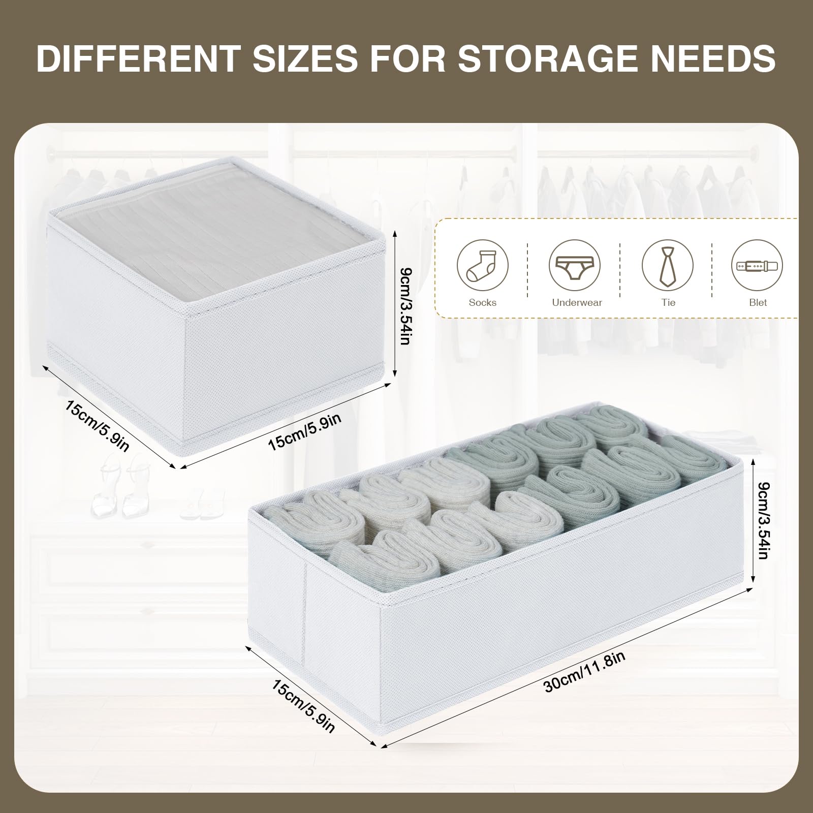 Homsorout Foldable Drawer Organiser for Clothing, 8 Pack Underwear Organizers - Image 2