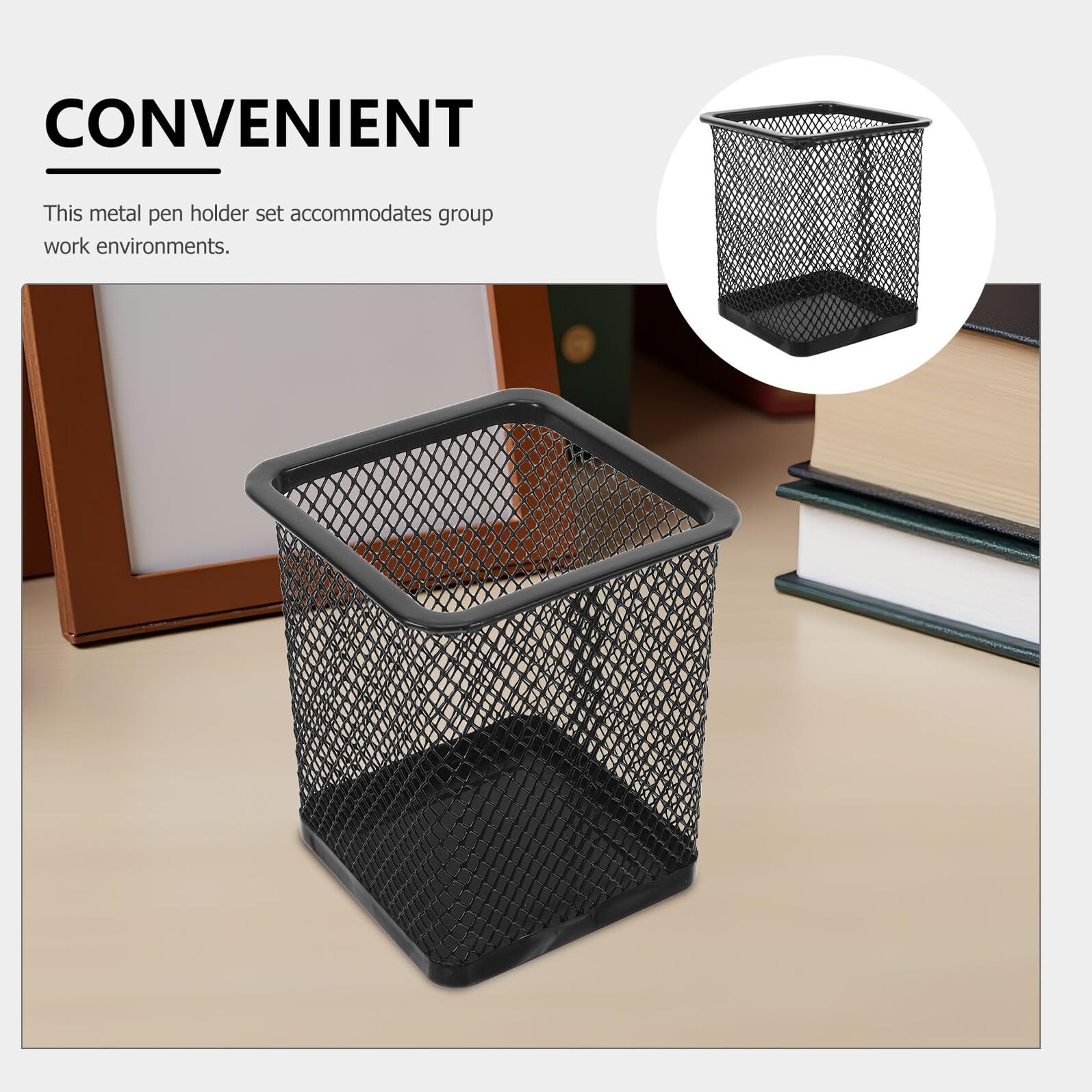 Zerodeko Portapenne in Ferro Metallico a Rete Quadrato Nero Set da 12 Pezzi per Scrivania Ufficio e Scuola Organizer Portaoggetti Multifunzione