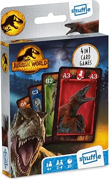 Jurassic World Card Game For Kids - 4 in 1 Snap, Pairs, Happy Families & Action Game, Game Guide Included, Great Gift For Kids Aged 4+