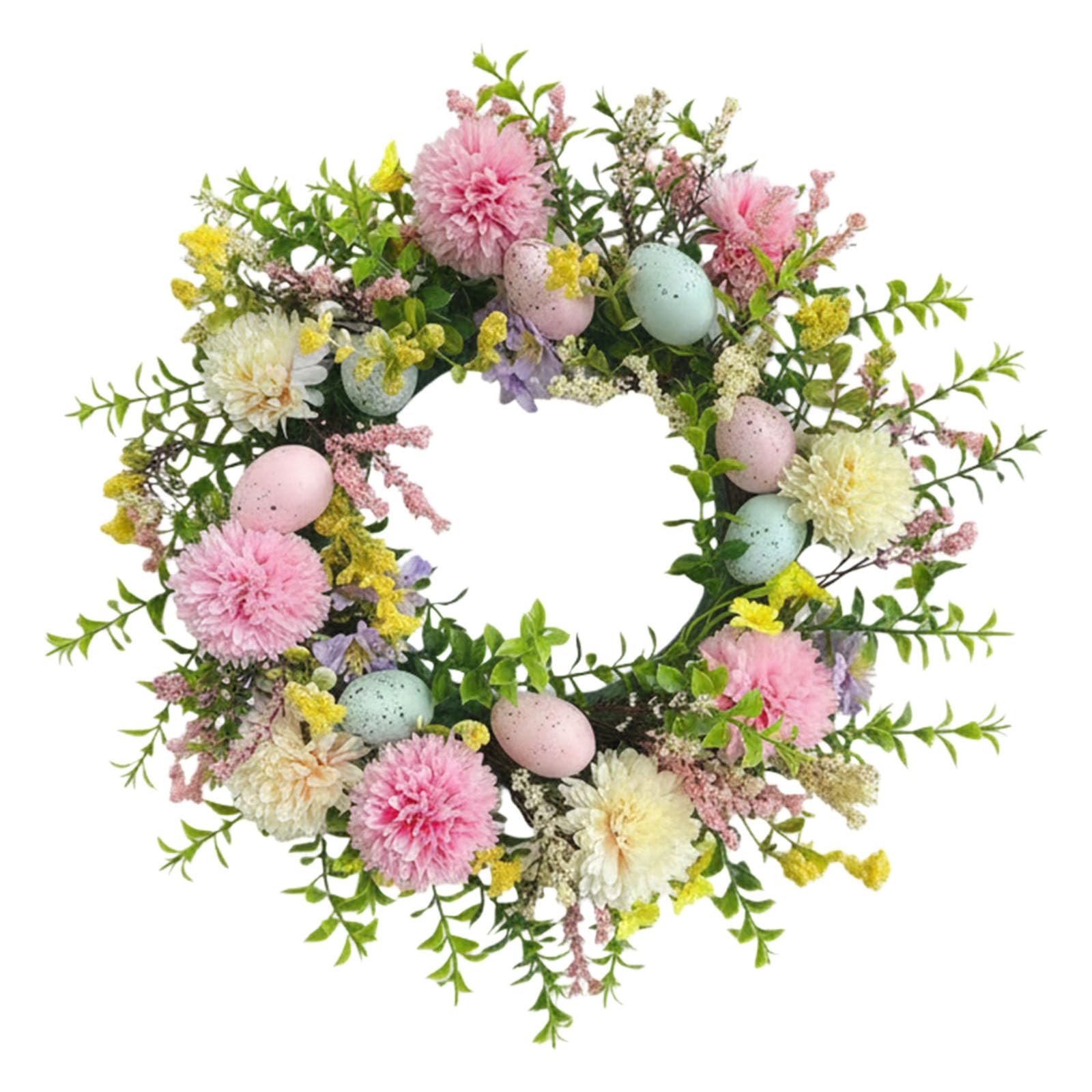 Spring Season Wreath Decoration Faux Easter Eggs Flower Chrysanthemums Garlands for Outdoors Outdoor Wreath