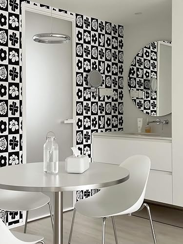 Vista 38 de Heroad Papel tapiz hexagonal para despegar y pegar, papel de contacto bohemio, geométrico, papel tapiz de lunares blancos y beige, papel de pared