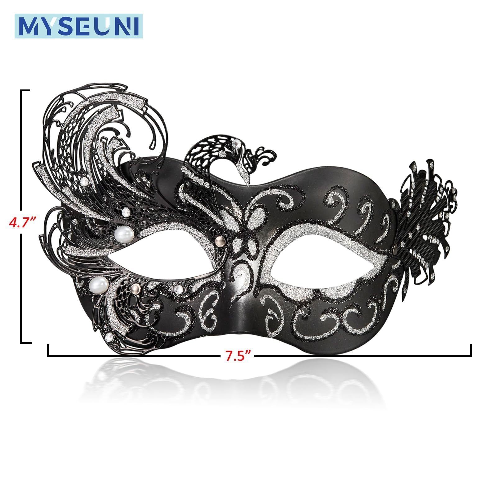Amazon.com: MYSEUNI 2025 New Black and Silver Masquerade