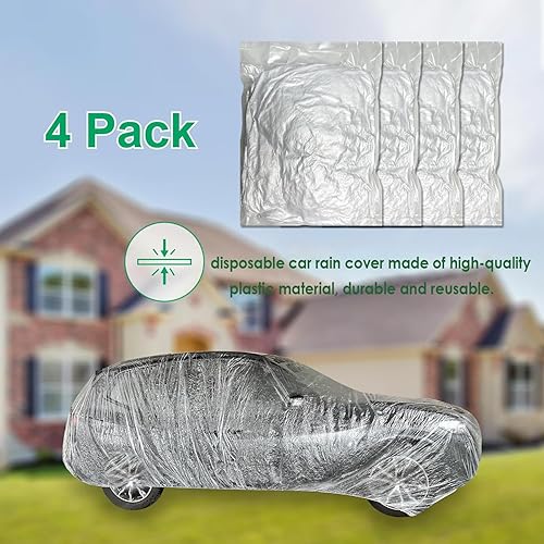 Miniatura 6 de Paquete de 4 fundas universales desechables para automóvil, funda de plástico impermeable para automóvil, funda universal para vehículo con banda