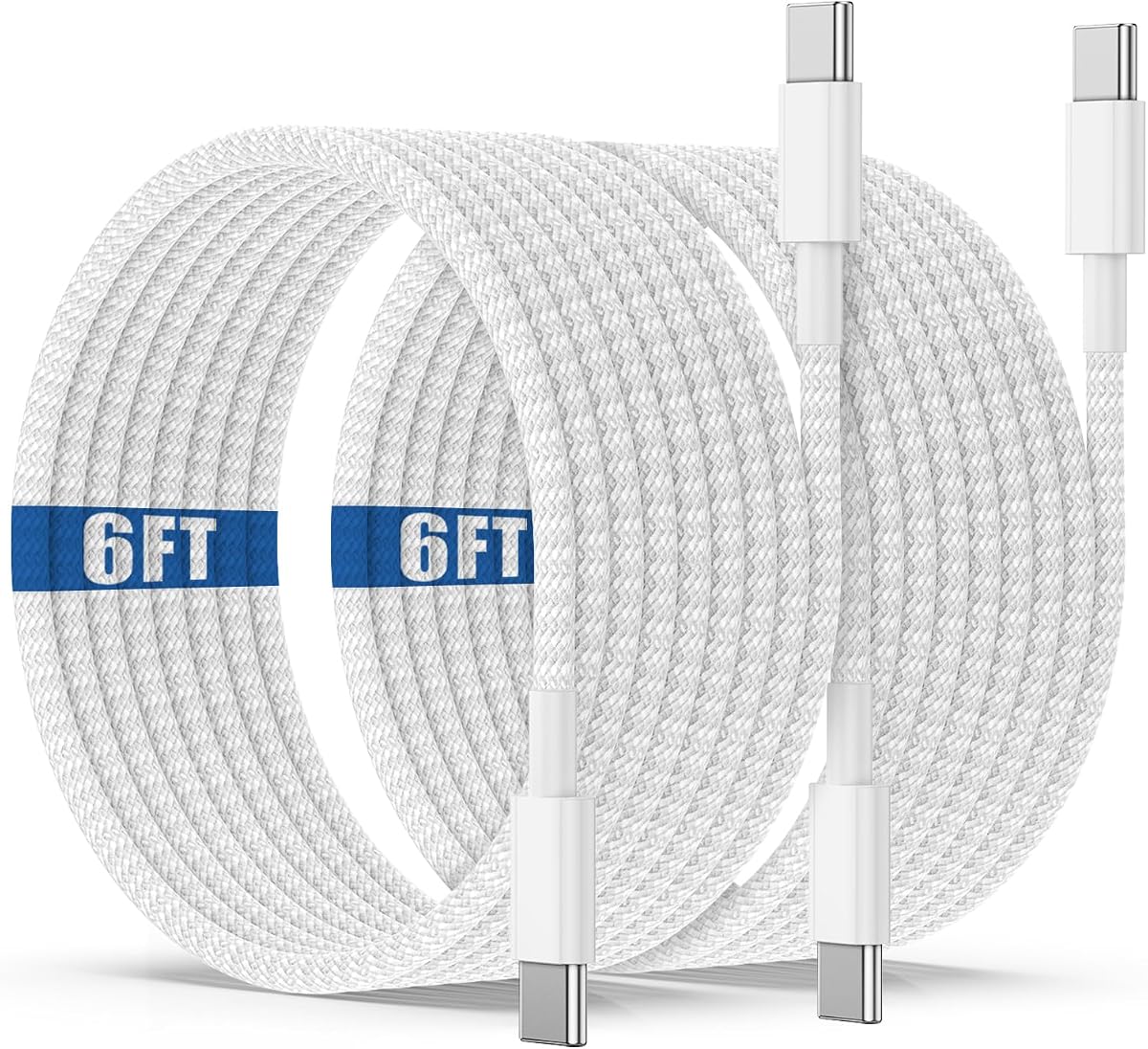 Cable de carga USB C a C de 6 pies, 60 W, cable de carga rápido tipo C a C, largo para Apple iPhone 17 Pro Max/17 Air/16 Pro Max/15 Plus, MacBook Pro 2021/2020/2019, iPad 12.9/11 pulgadas/Mini/Air 5/4, Samsung Galaxy