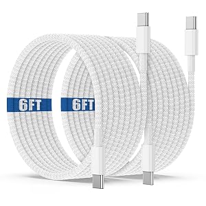 USB C to C Charging Cable 6ft 60W Fast Type C to C Charger Cord Long for Apple
