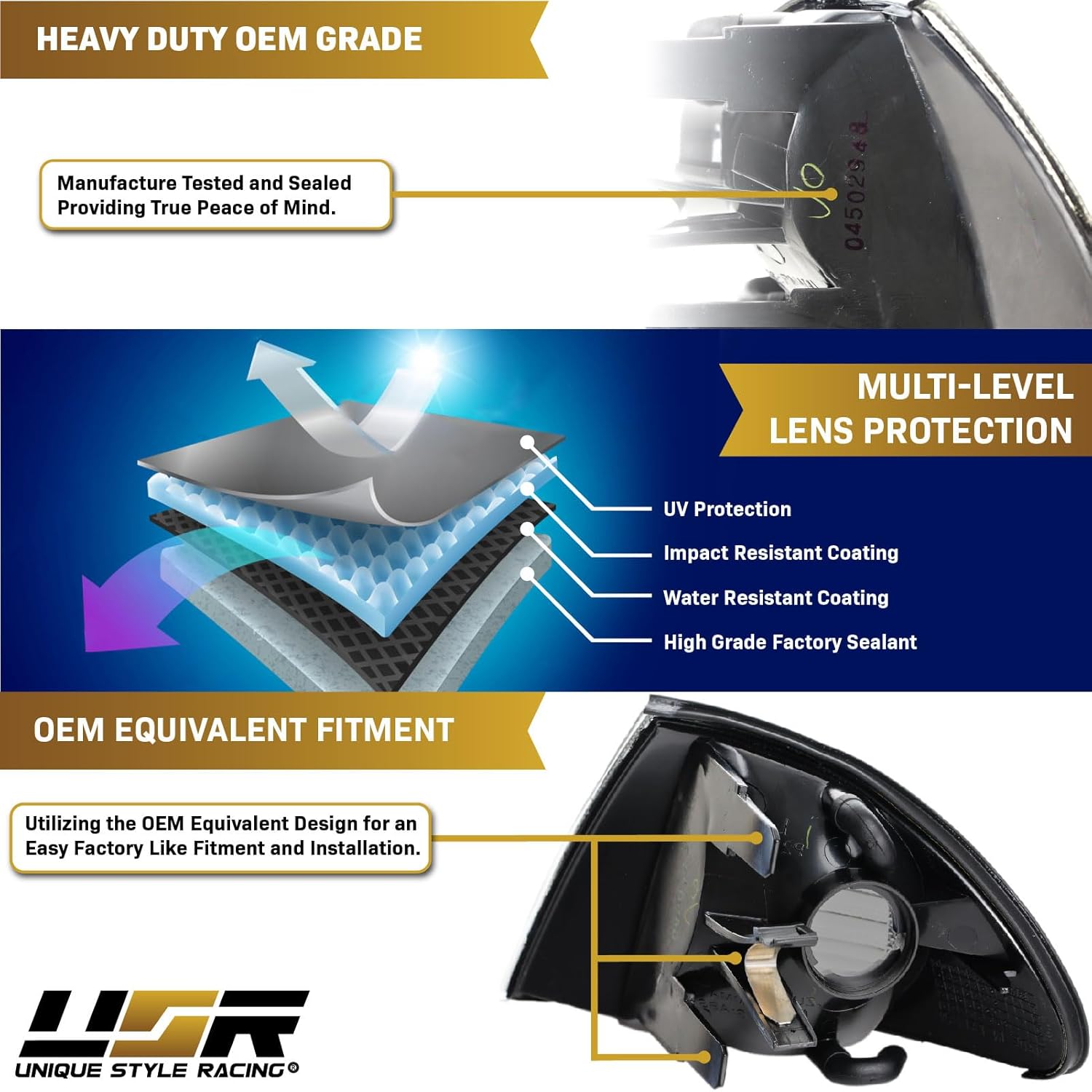 USR 99-01 E46 4D Corner Lights W/CANBUS ERROR FREE LED BULBS UPGRADE - OE Euro Smoke Turn Signal Lamps Set (Left + Right) Compatible with 1999-2001 BMW E46 3 Series 4 Doors Sedan and 5 Doors Wagon