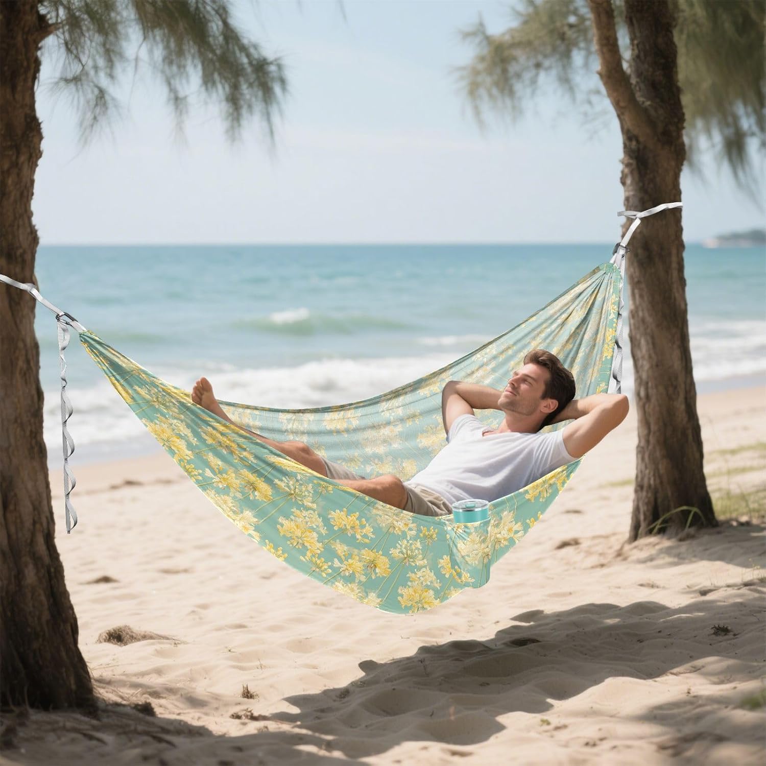 Light Yellow Flowers Hammocks for Camping Swing Hammock for Camping Travel Accessories