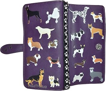 Shag Wear Dogs Varieties Large Wallet Purple 7"
