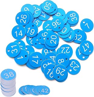 番号札 1-50 数字タグ プラスチック ID ハングタグ 穴付き 刻印 ラウンド型 番号マーク 識別タグ ロッカー ・ クローク 預かり番号 ゴルフ・キーボックス ・キャビネット 整理 コーディングに最適 学校/オフィス/ジム/スーパー 多用途対応