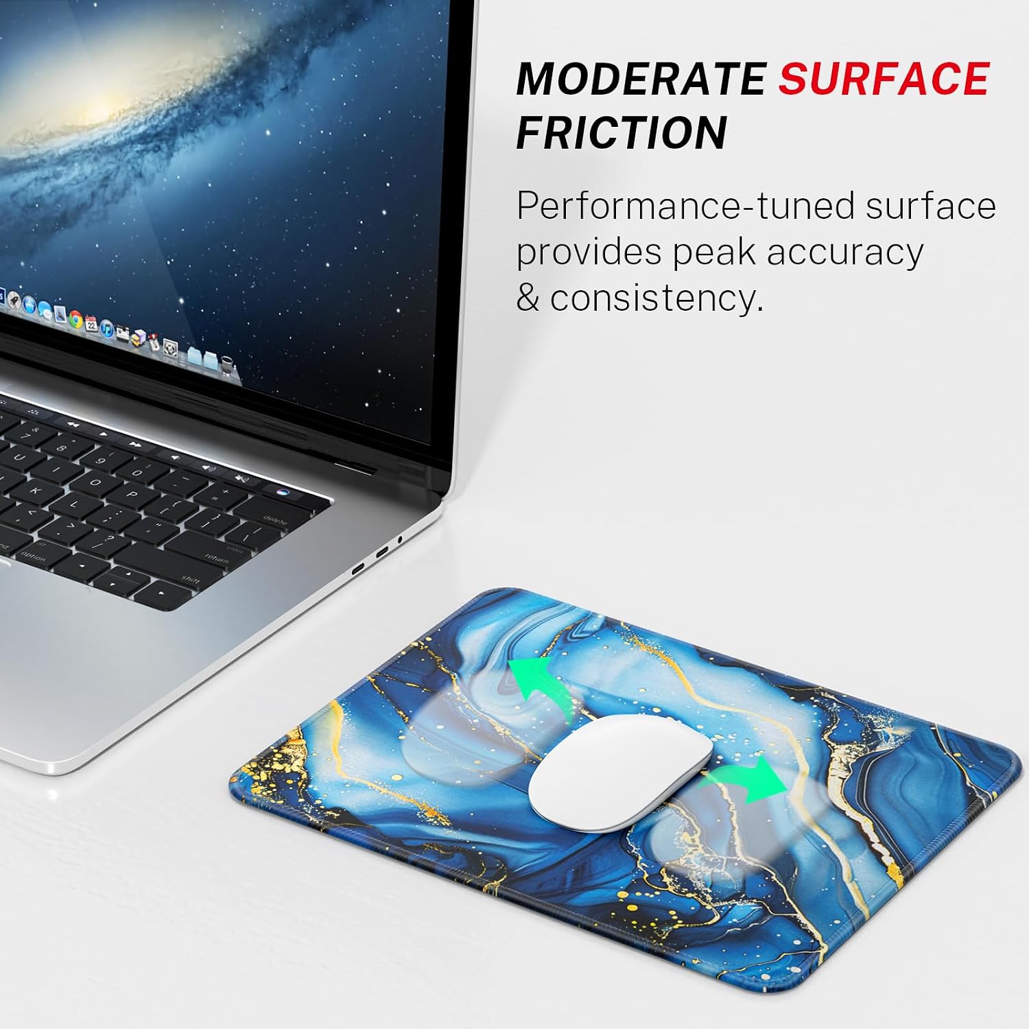 MROCO Mouse Pad [30% Larger] with Anti-Fray Stitched Edges, Premium-Textured Waterproof Surface, Non-Slip Rubber Base, Computer & Gaming Mouse Mat for Laptop, Office & Home, 8.5 x 11 in, Blue Marble - 2