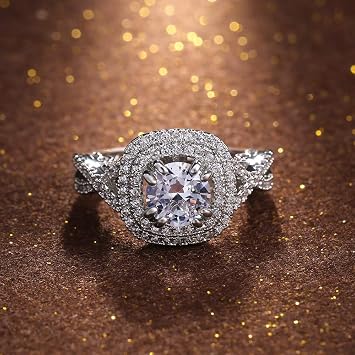 Promise rings Eternity Ring Sterling Silver Cubic Zirconia Ring Imitation Diamond CZ Women's Eternity Engagement Wedding Ring (7)