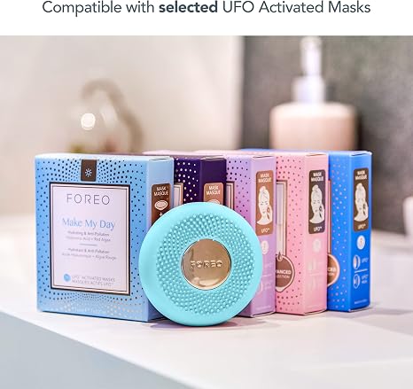 Foreo Ufo Mini Full Facial Led Mask Treatment, Red Light Therapy, Face Masks Beauty Treatment, Korean Skincare, Thermotherapy & Face Massager, Moisturiser, Increased Skin Care Absorption, Pearl Pink