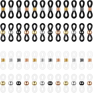 Extremos de cadena de lentes, 50 piezas lentes de silicona ajustables Conector de cadena lentes antideslizantes Cadenas Bucles de goma Retenedor de correa de lentes para lentes Soporte de lentes Collar de cadenas