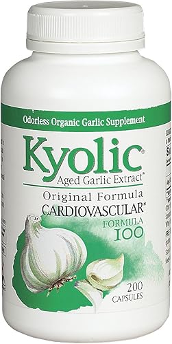Kyolic Extracto de ajo envejecido Fórmula de salud cardiovascular 100, 200 cápsulas (paquete de 1)