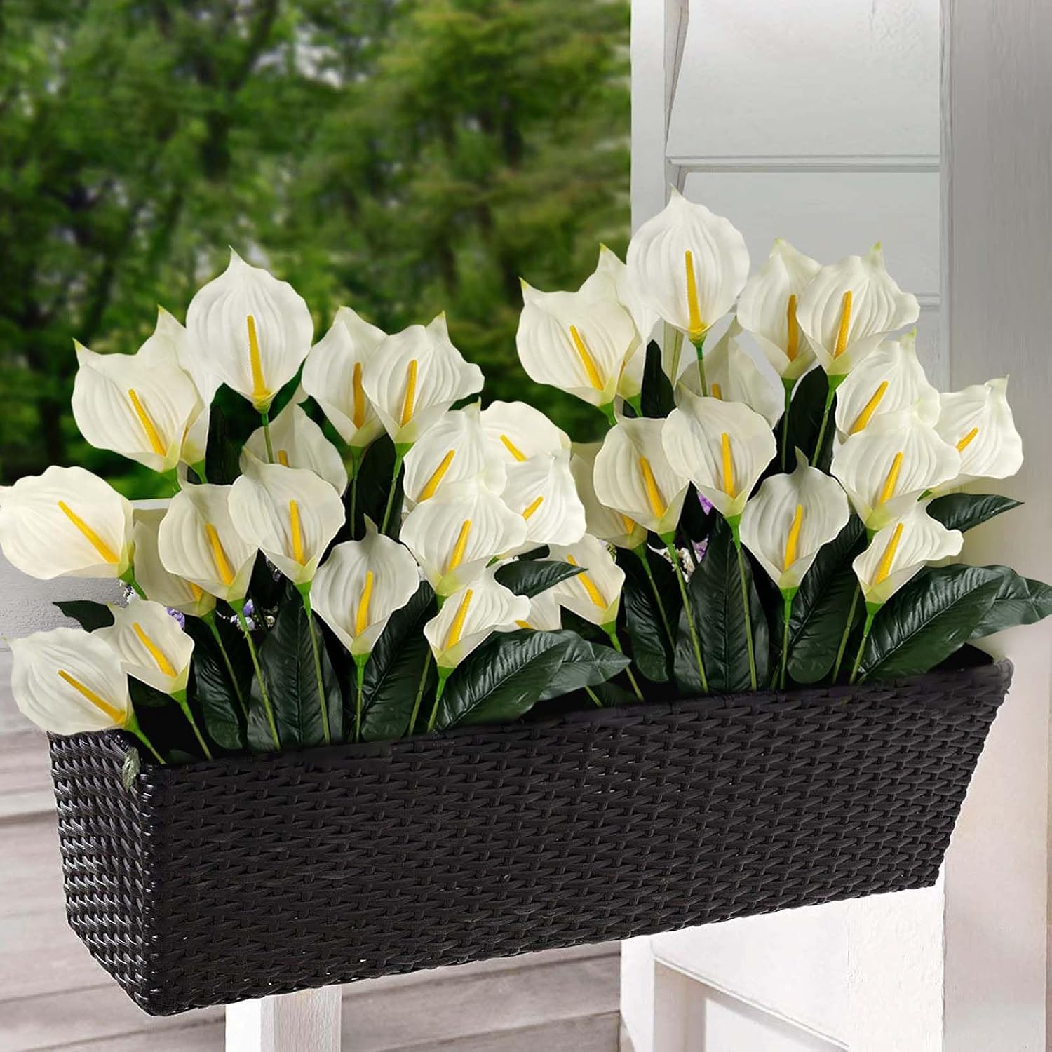 Daily Treasures 18 Large Heads Artificial Calla Lilies, 2Pack Realistic Calla Lilies with Repositionable Leaves, White Lily Artificial, Fake Flowers for Indoor Outdoor Home Office Table Decoration