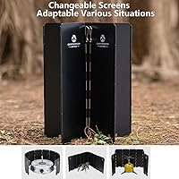 Vista 4 de Campingmoon - Estufa de campamento con 10 placas de aleación de aluminio plegable para estufa de campamento, bloqueador de viento para estufa de gas