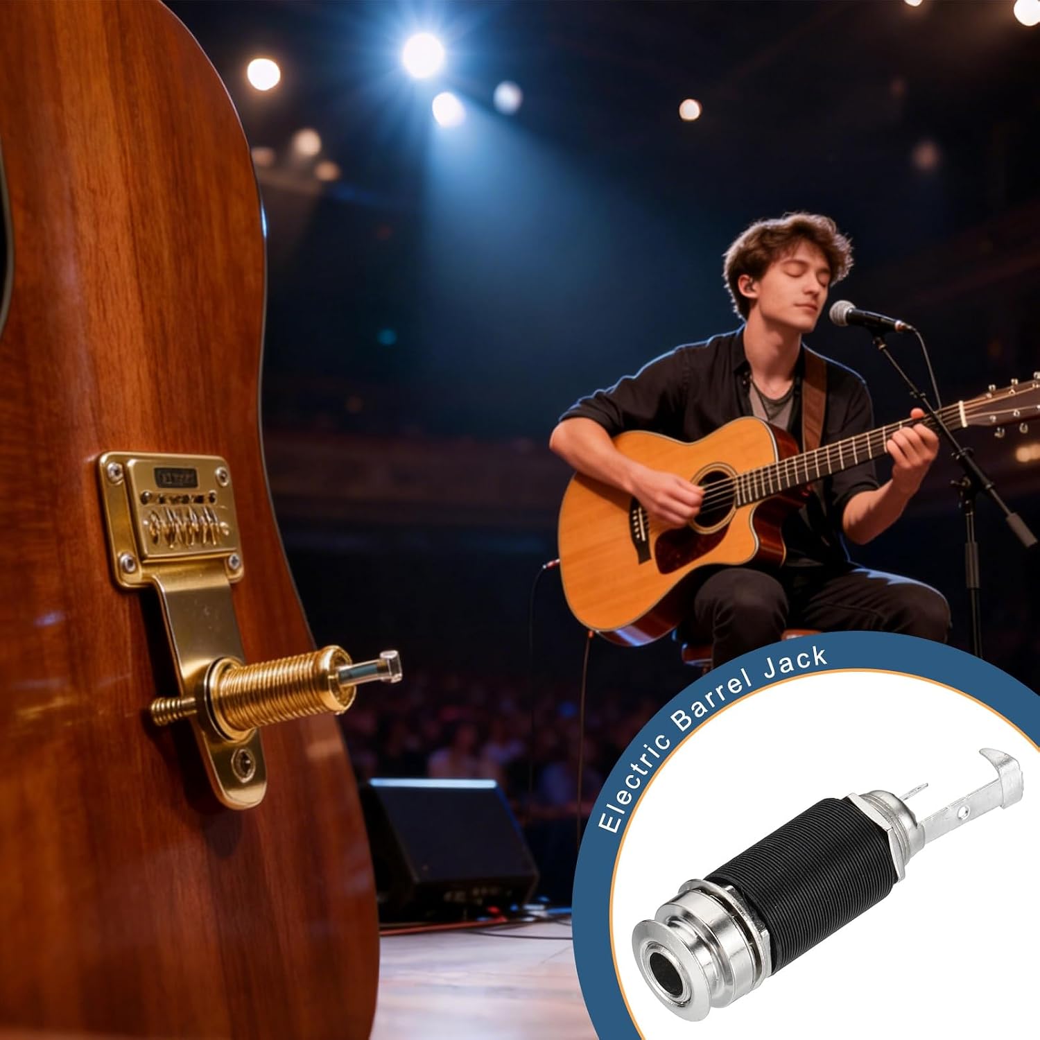 MECCANIXITY (6.35mm)1/4" Guitar Jacks Cylinder Metal Threaded Stereo Input/Output Barrel Endpin Jack Socket for Electric Guitar Bass Instruments Accessories, Silver