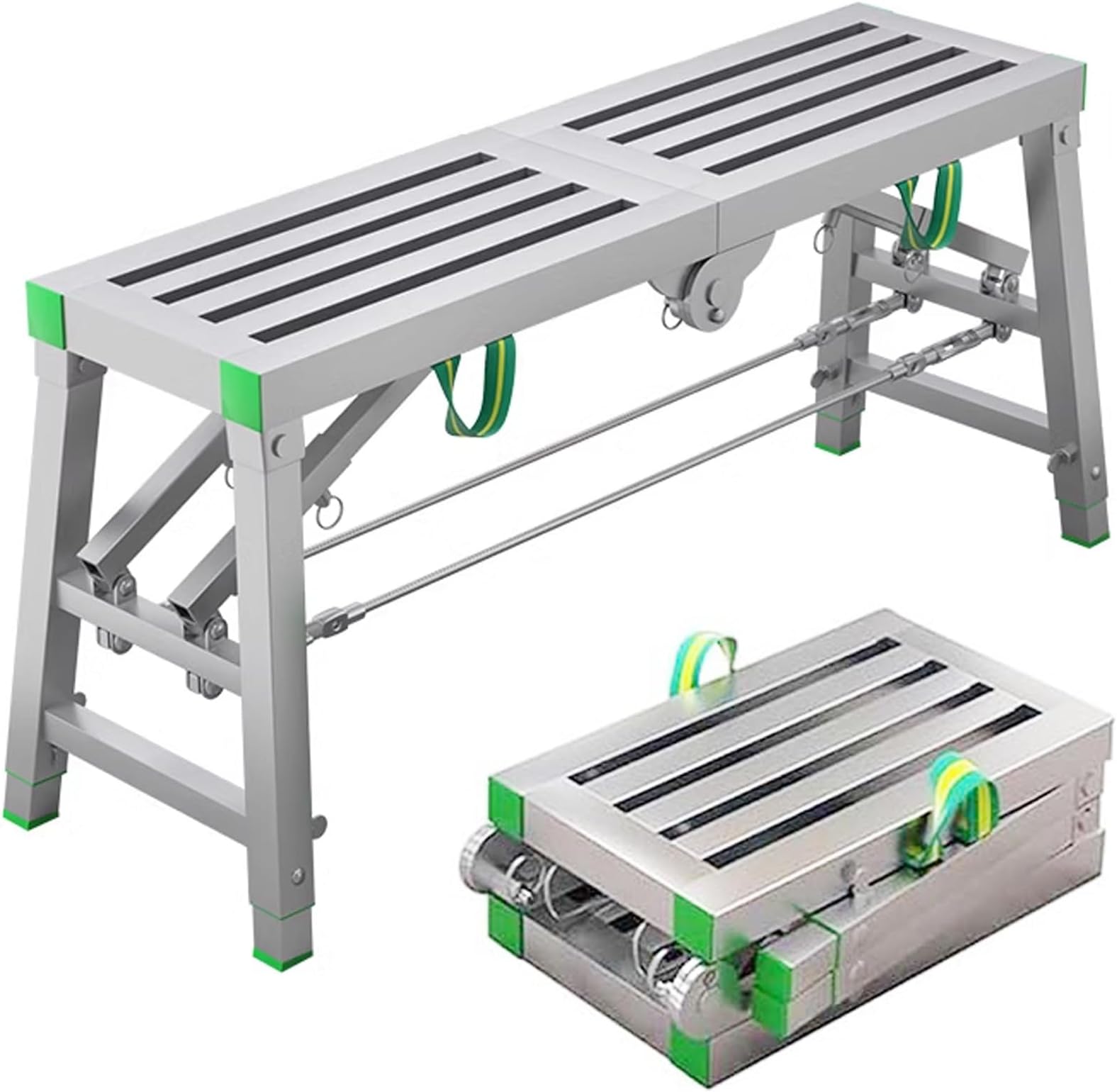 Portable Folding Scaffolding with Adjustable Height 400kg Load Capacity Multipurpose Work Platform Tower for Scaffold Bench and Stool