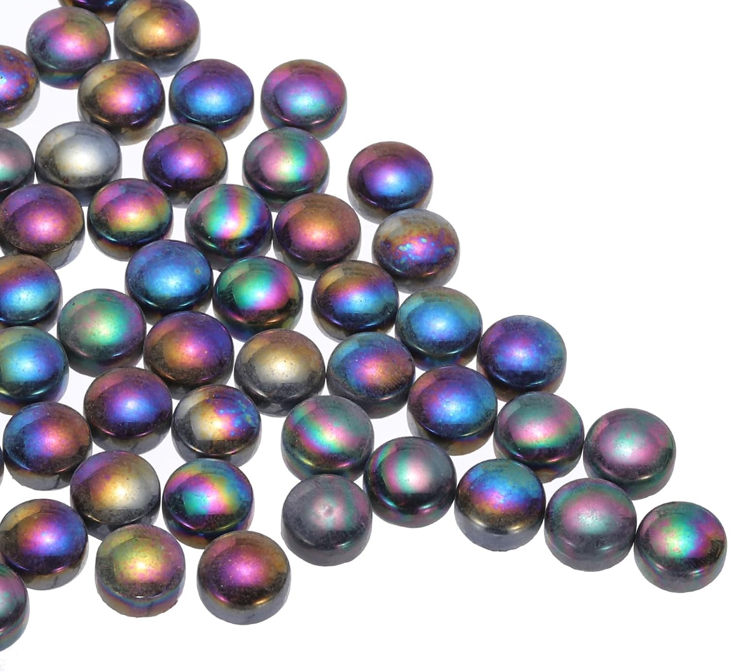 MECCANIXITY Ceramics Beads,70pcs Flat Ceramics Gemstone Black Iridescent 0.23lbs (0.47-0.87") Ceramics Marbles Pebbles for Vase Fillers Aquarium Decor DIY Craft