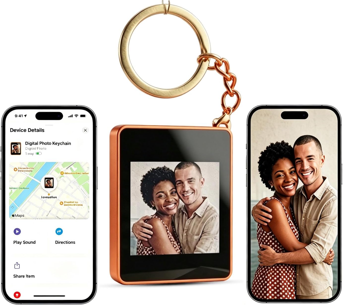 2026 Smart Photo Display Item Tracker Keychain,Works with Apple Find My & Google Find Hub,Upload Custom Single Photo USB‑C Rechargeable,Anti‑Lost Tag for Keys, Luggage, Backpack, Ideal Gift