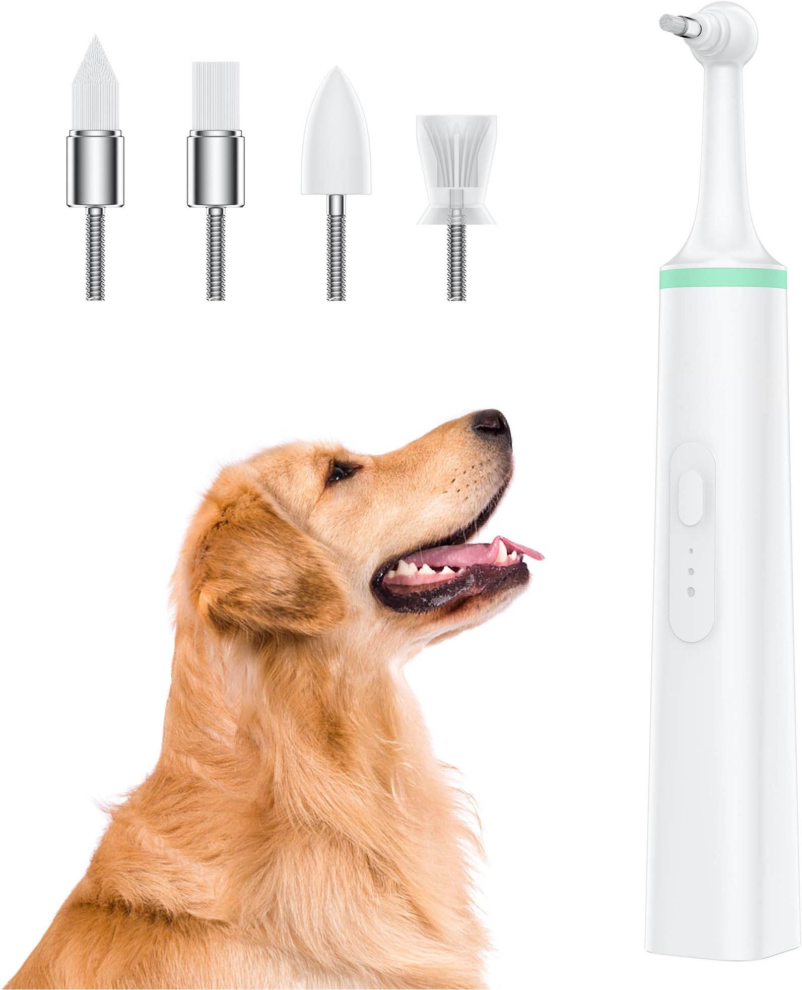 LifeBasis Dog Tooth Brush Electric Professional Teeth Polisher Tartar Cleaner Pet Calculus Plaque Stains Teeth Cleaner with 4 Brush Head Puppy Dental Scaler Care Cleaning Tools Kit for Dogs Cats 1