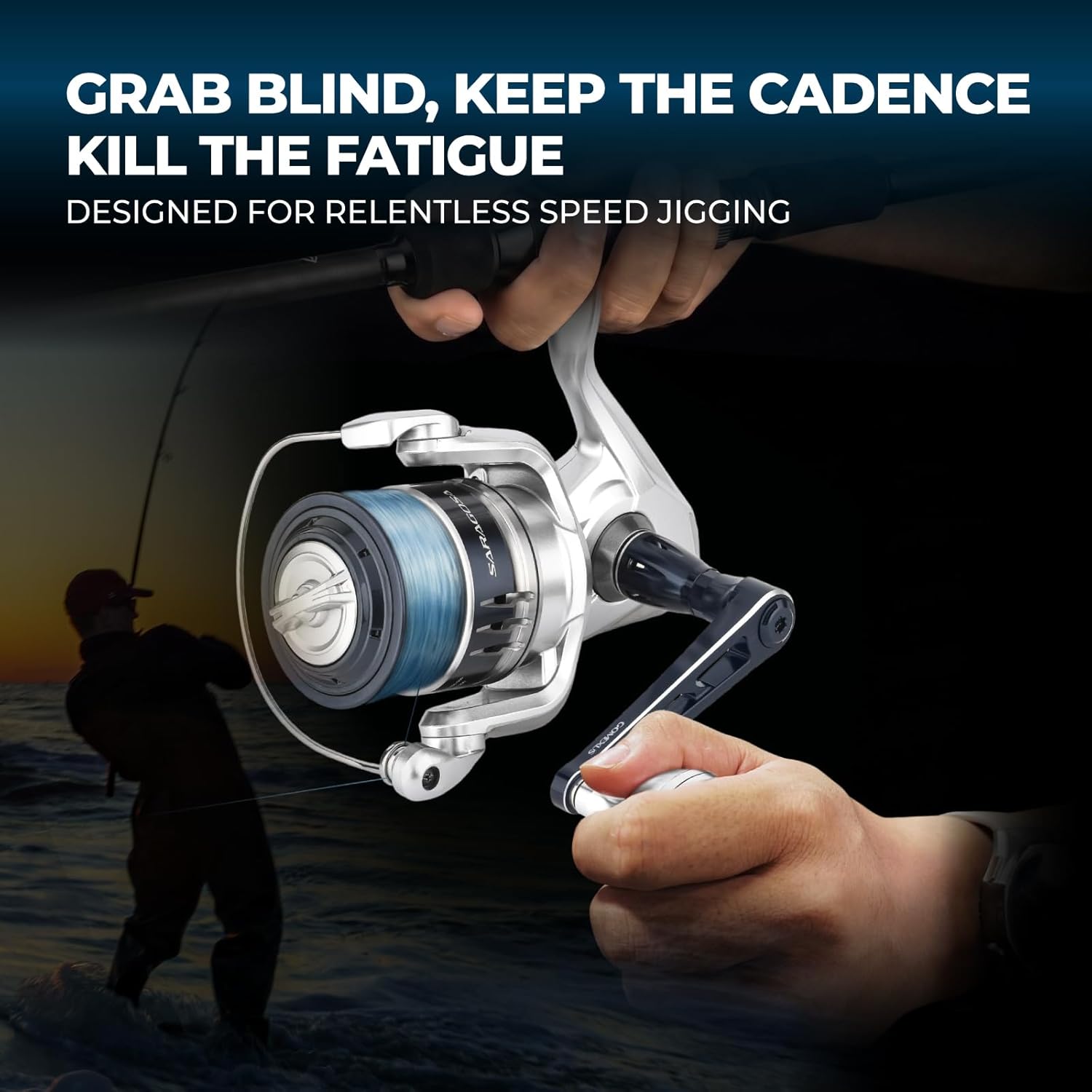 GOMEXUS Power Handle Compatible for Shimano Stella SW 4000-20000 Saragosa SW 5000-14000 Spinning Reel Crank