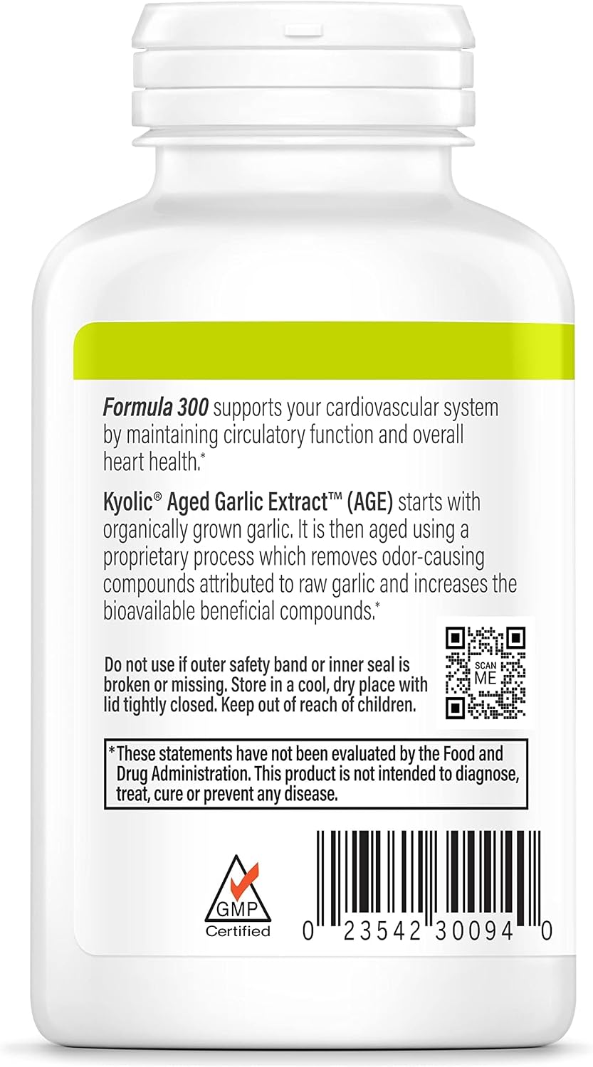 Kyolic Aged Garlic Extract Formula 300, Cardiovascular Health*, Vegan, 360 Capsules