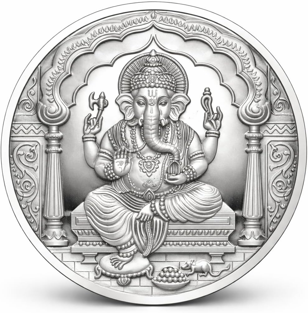 CaratCafe Pure Silver Coin 999 Purity Coin 10 Grams Ganesh For Pooja 32 MM Size