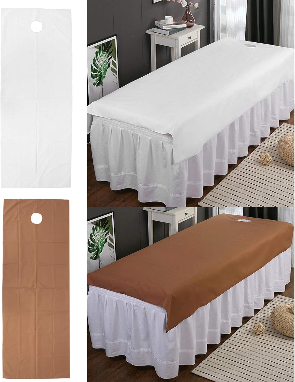 Dioche Disposable Bed Sheets, Breathable Polyester Massage Bed Cover, Skin Friendly Fabric, Soft and Comfortable, Refreshing and Non Shedding, Excellent Workmanship (White +