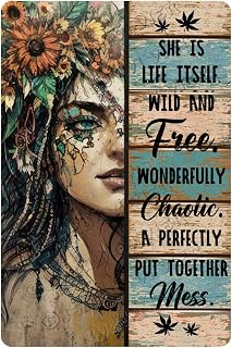 Creative Tin Sign She Had The Soul of a Gypsy The Heart of a Hippie The Spirit of a Fairy Metal Poster Wall Art Vintage Aluminum Sign for Home Coffee Wall Decor 5.5x8 in