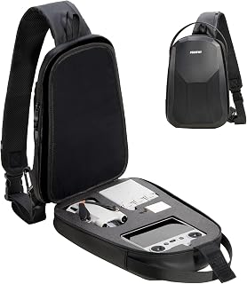 PEKREWS Mini 3/ Mini 3 Pro Case, Waterproof Hard Carrying Case Portable Travel Drone Bag Sling Backpack Compatible with DJI Mini 3/ Mini 3 Pro with RC Controller, Fly More Combo and Accessories, Black