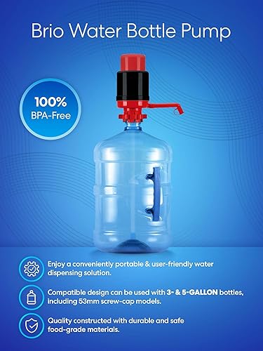 Miniatura 2 de Brio - Bomba de agua potable manual y universal, color rojonegro
