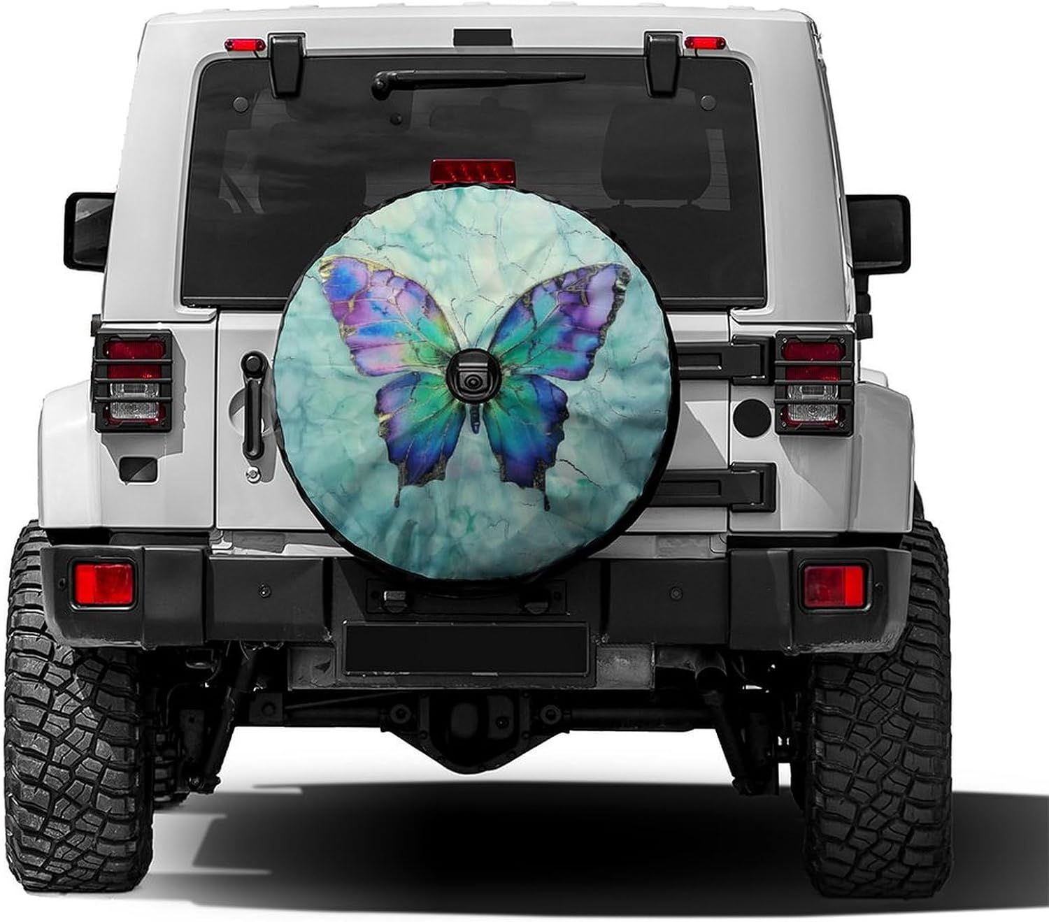 Blue Rose Spare Tire Cover with Backup Camera Hole Wheel Tire Cover Fit Trailer, RV, SUV and Many Vehicle 17inch