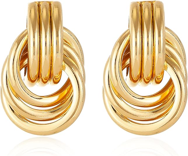 14K Gold Plated Knot Earrings for Women Gold