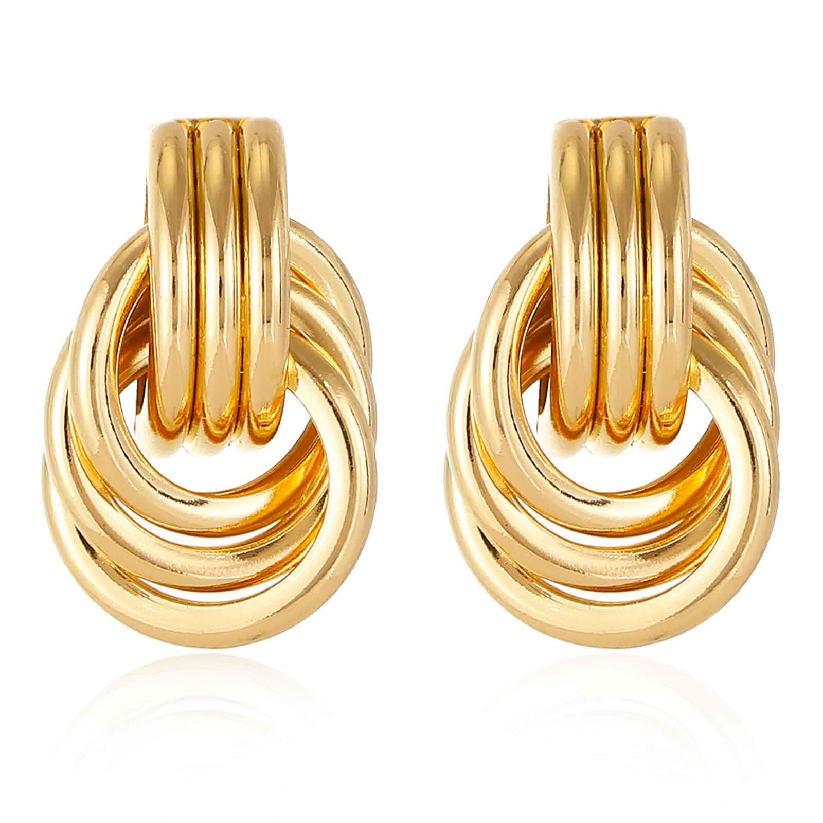 14K Gold Silver Plated Earrings for Women Chunky Statement Jewelry