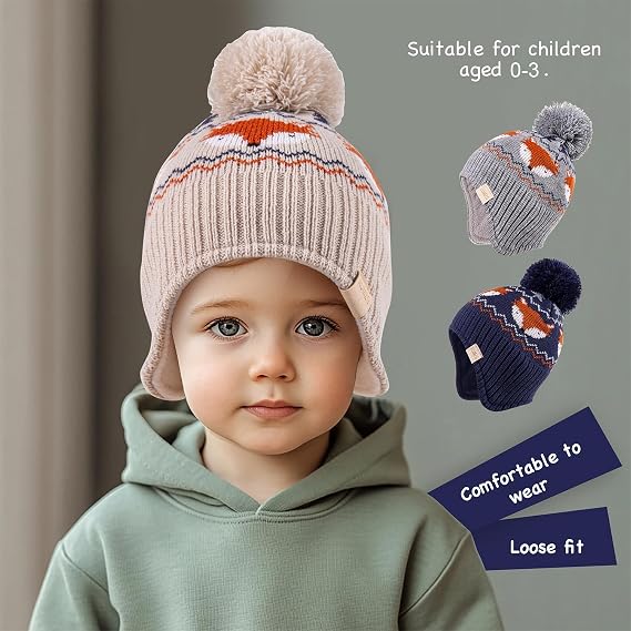 Cappello E Sciarpa Invernali Per Bambini Piccoli – Con Paraorecchie E Fodera In Pile, Morbido E Caldo, 0-36 Mesi - copertina