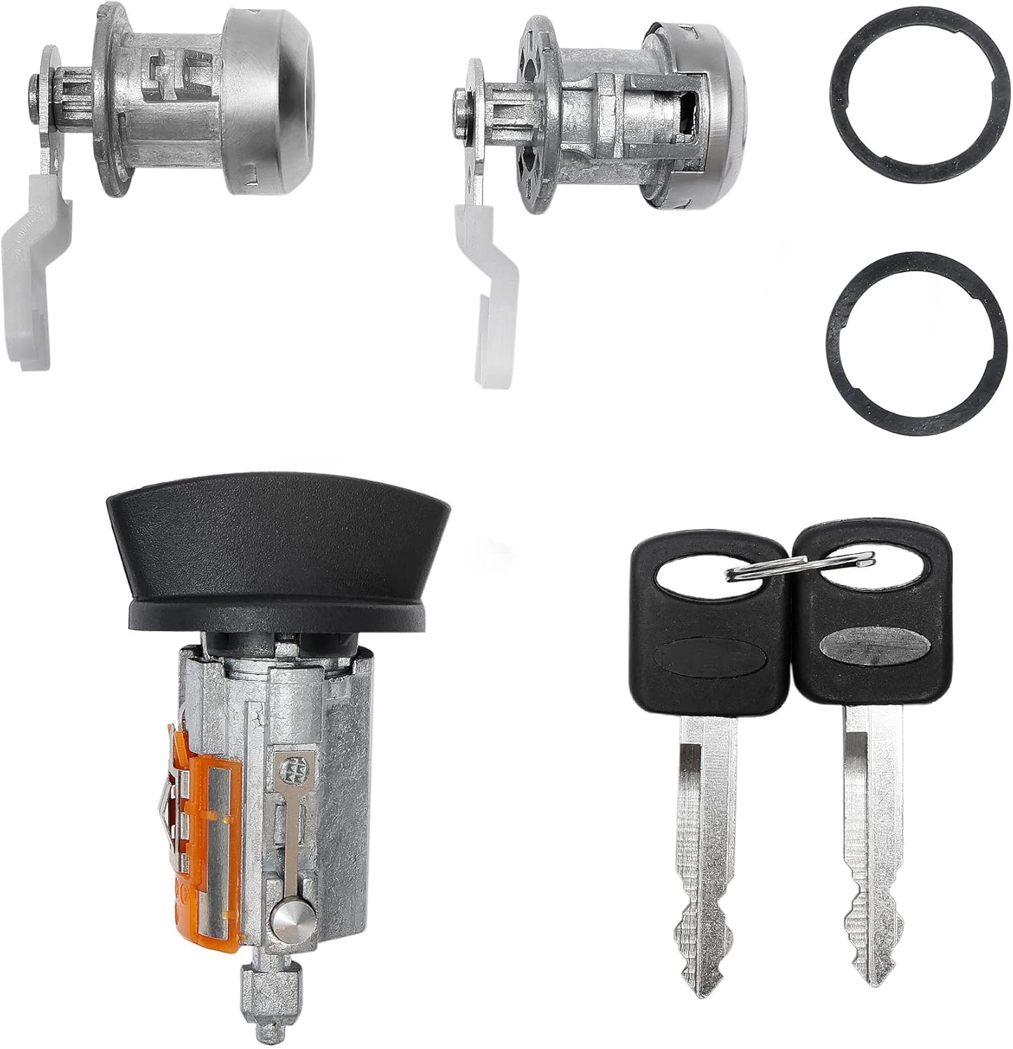 Door Lock Cylinders & Ignition Switch with Keys | Replacement for 1997-2007 Ford F250/350, Excursion & More, Lincoln Blackwood, Navigator | Replace#: LC6177 + DL5885 X2 + 597638(No chip)