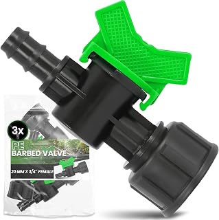 Instalguru 3X Válvula De Bola Tubo PE 20 mm x 3/4'' Rosca Hembra Llave De Paso Riego por Goteo Grifo De Corte Conector Manguera Accesorio Canalización Distribución Agua Huerto