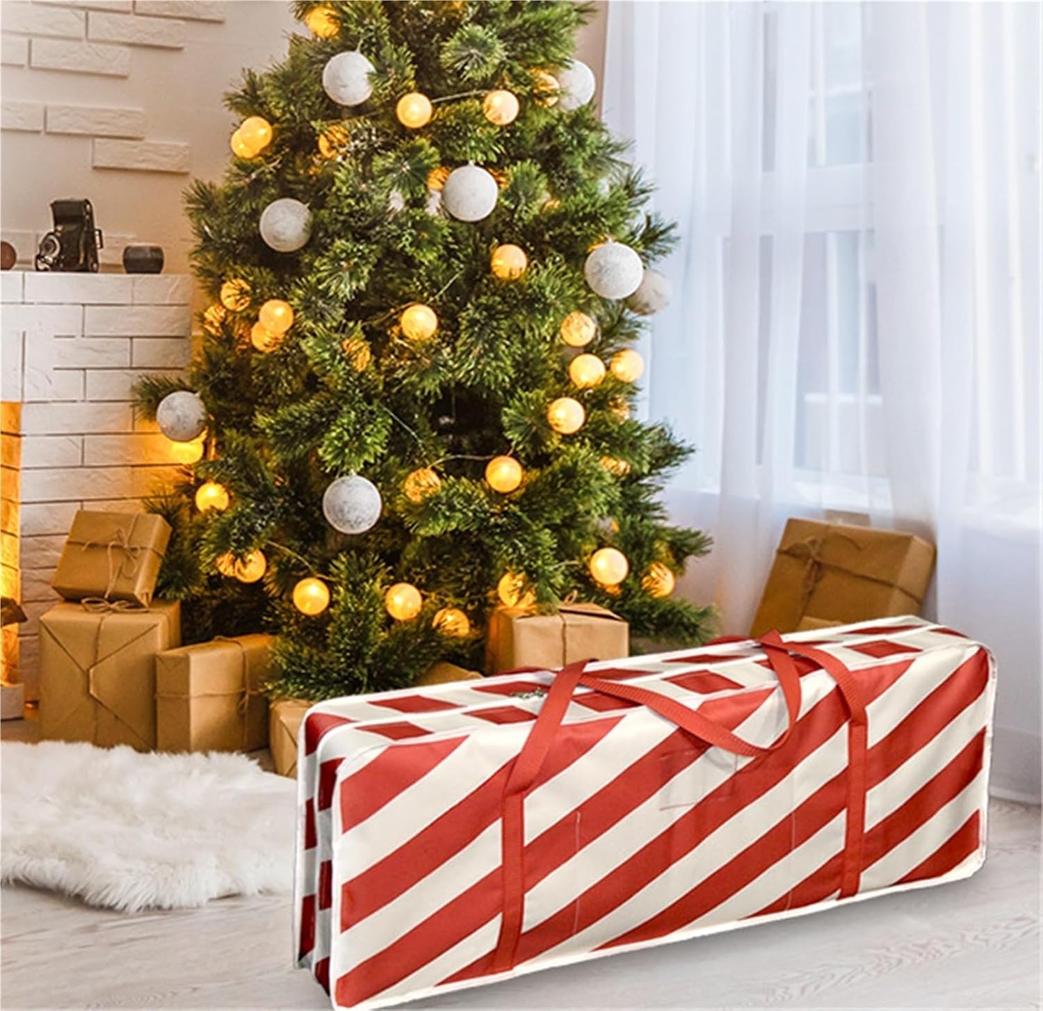 Christmas Tree Storage Container Christmas Tree Storage Bag Handbag Oxford Cloth Storage Box for Moving and Organizing Xmas Tree Bag(Red)