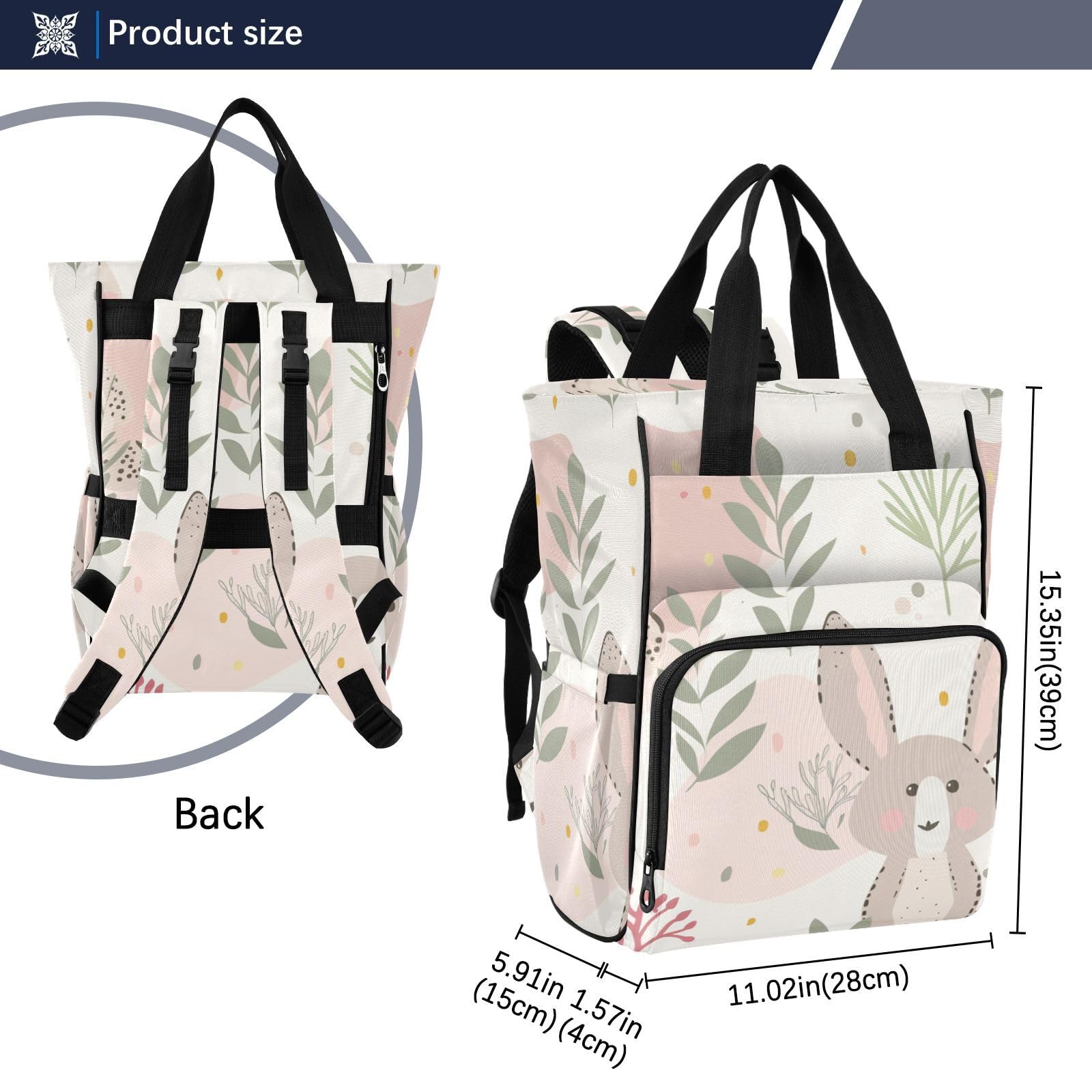 Bolsas de pañales para bebé, niña y niño, diseño de conejos, color