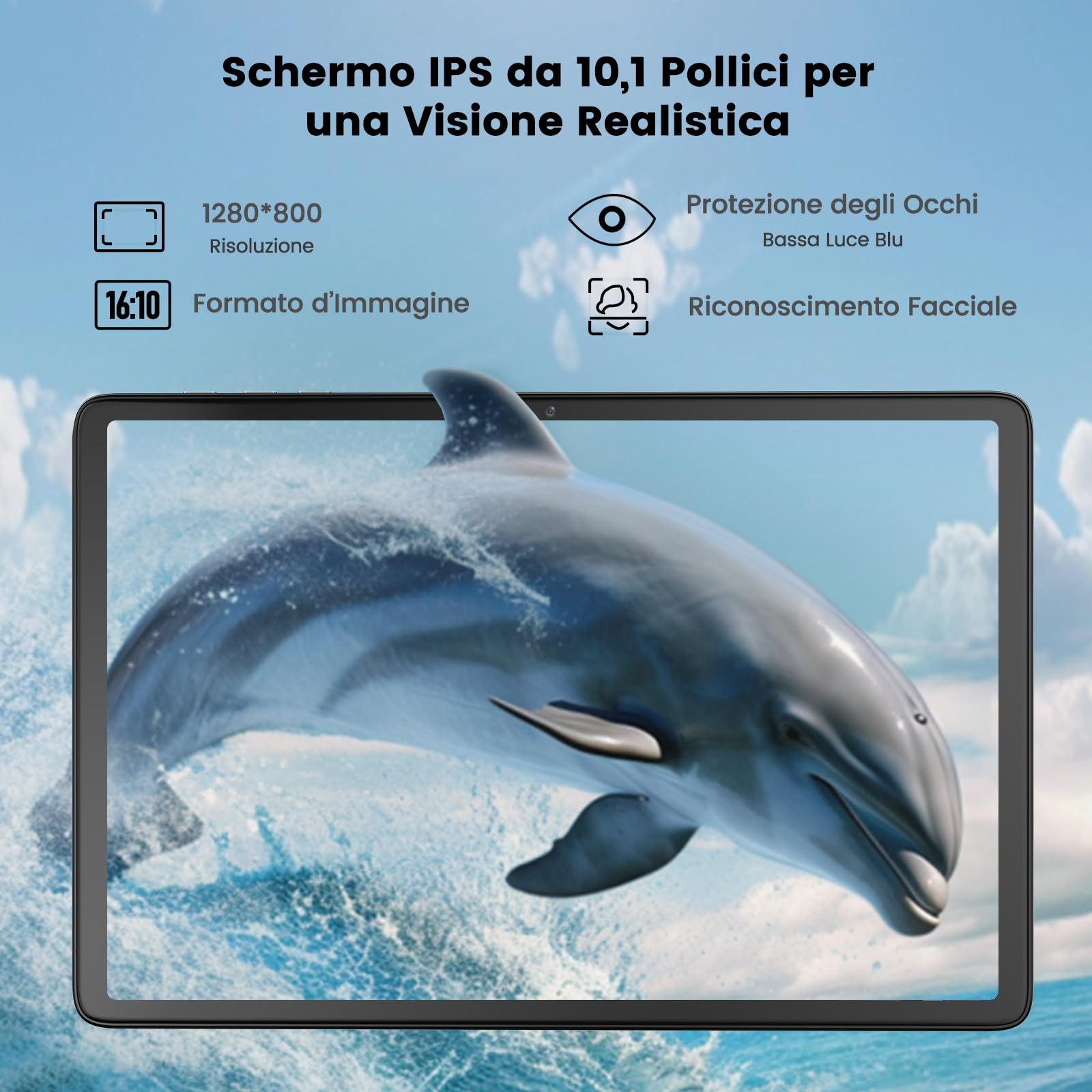 Tablet da 10 pollici, 8 GB di RAM e 128 GB di ROM, WiFi 6, Octa-Core A523