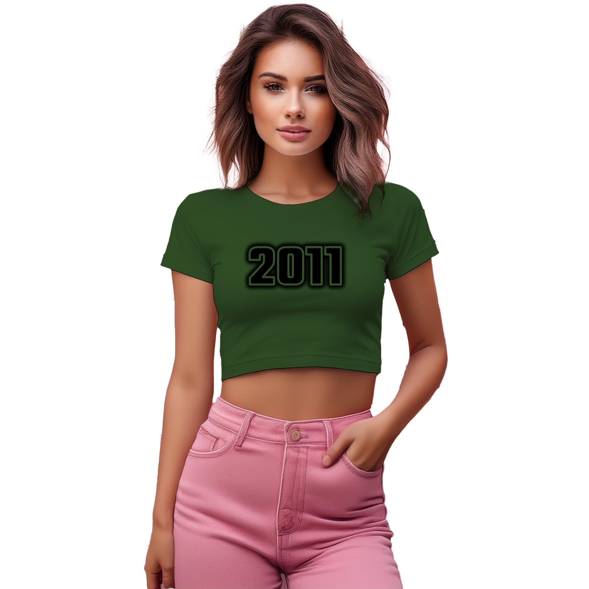 Crop top haut de gamme vert olive inspiration 2011 coupe ajustée - 6