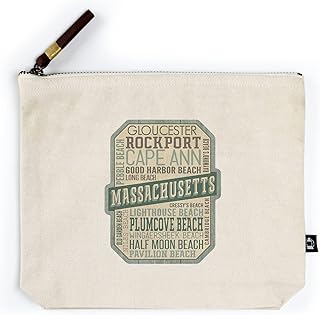 Lantern Press Massachusetts, Typography, Contour (100% Cotton Canvas Travel Accessory Go Bag)