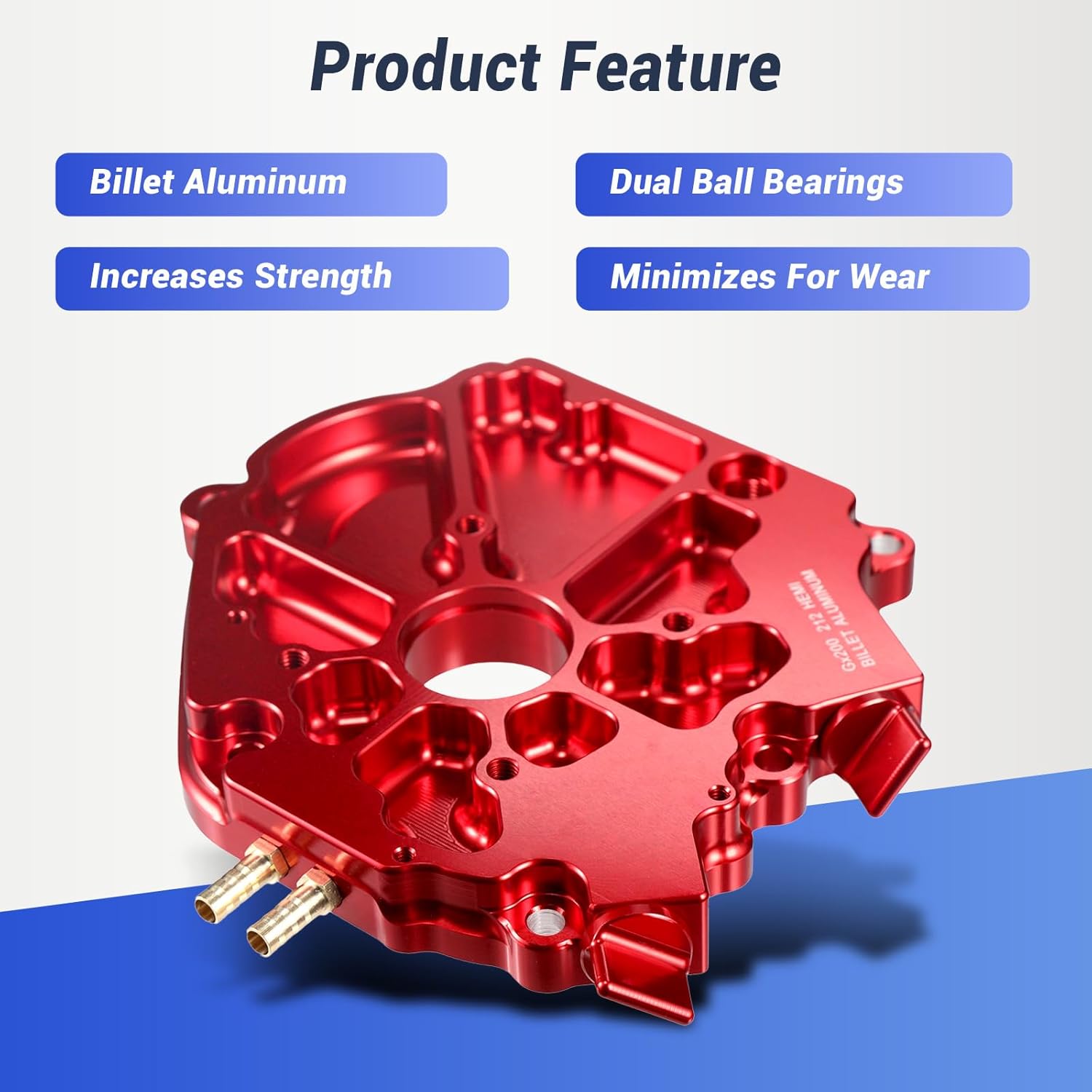 Dual Bearing Billet Crankcase Side cover For GX200/Clone 196 Predator Hemi, Ghost, Tillotson 212 and 224 Engine Red