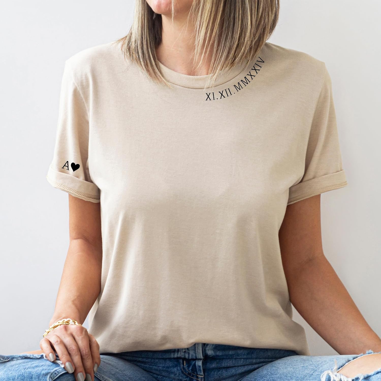 coreus Personalized Couple Shirts Matching Couple T-Shirts Custom Roman Numeral Shirt Anniversary Wedding Date Initial Tees for Valentines Day Multicolor - Image 3