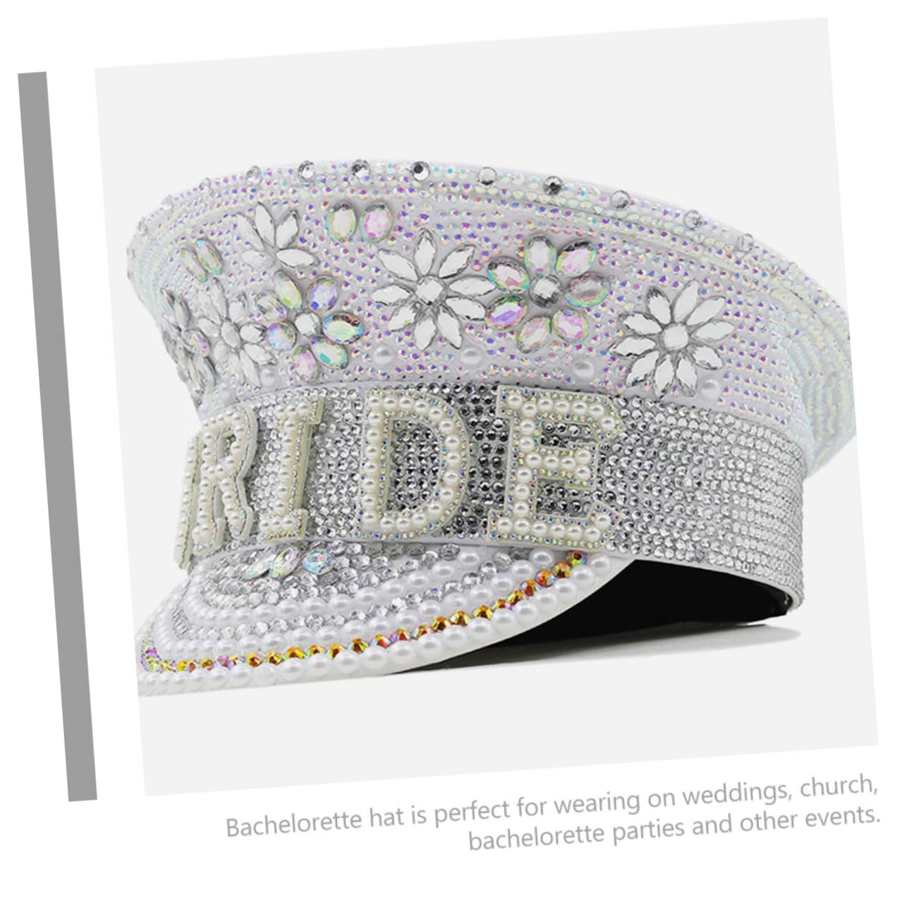 LIFKOME Sombrero Gemas para Novia Ajustable, Accesorio para Despedida de Soltera y Fiesta, Gorra Plana Decorativa para Mujer, Adecuado para Bodas y Celebraciones